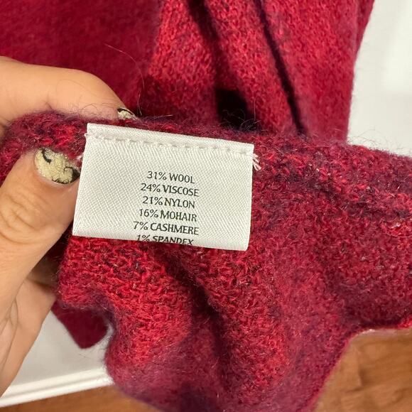 Eileen Fisher Red Mohair Cashmere Web Knit Cardigan Sweater 1X - Picture 4 of 5